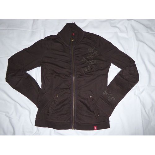 Cardigan Jersey Marron Fantaisie Zippé Edc By Esprit - Taille M