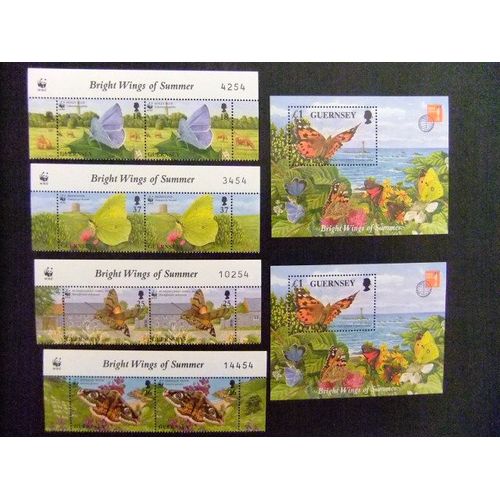 Guernsey Guernesey 1997 Faune Mariposas Faune Papillons Yvert Nº 739 / 42 + Bloc 36** Mnh