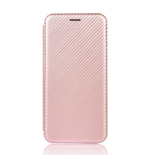 Étui Pour Nokia 8.3 Insertion De Carte Fibre De Carbone Magnétique Avec Porte-Cartes Kickstand Protection Complète Coque En Cuir Folio Flip - Couleur Rose