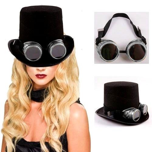Lunettes Goggles Couleur Argenté (Acier Vieilli) / Aviateur / Pilote / Motard Style Western Soudeur Steampunk Punk Gothique Rétro Vintage Anime Manga Cosplay Accessoires Déguisement 