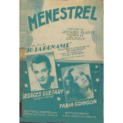Menestrel Du Film Jo La Romance Georges Guetary