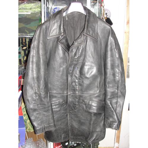Ancienne Veste En Cuir De Sapeur Pompier Des Années 1970-1980