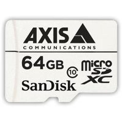 AXIS Surveillance - Carte mémoire flash (adaptateur microSDXC vers SD inclus(e)) - 64 Go - Class 10 - micro SDXC - blanc (pack de 10) - pour AXIS D201, M3085, M3086, M4308, M5075, P3818, Q1656...