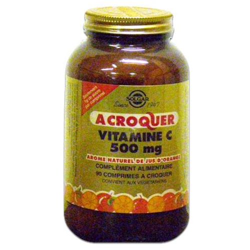 Solgar Vitamine C 500mg 90 Comprimés À Croquer Goût Orange 