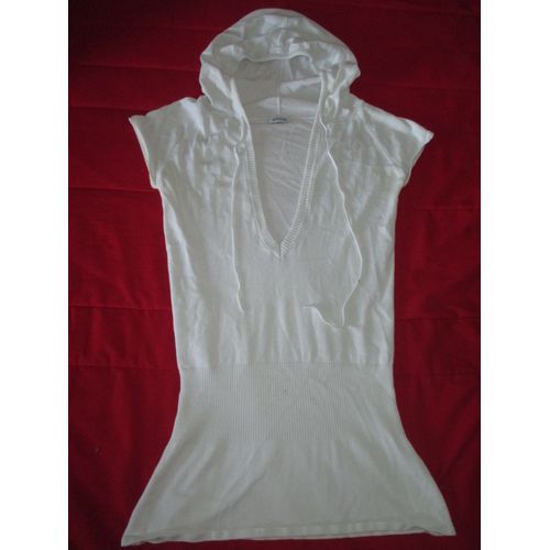 Tee-Shirt / Sweat Manches Courtes À Capuche Pimkie Taille S Blanc