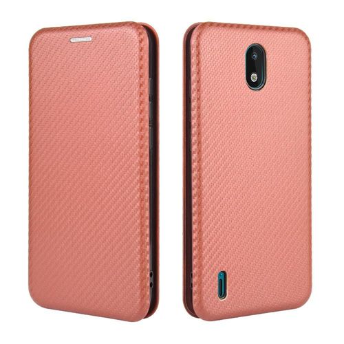 Étui Pour Nokia 1.3 Protection Complète Avec Porte-Cartes Kickstand Insertion De Carte Fibre De Carbone Magnétique Coque En Cuir Folio Flip - Le Brun