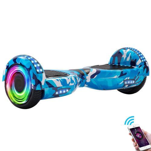 Hoverboard 6,5 Pouces Pour Enfant Et Ados Bluetooth Et Led Moteur Puissant - Bleu Ciel-