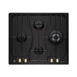 Electrolux Rustico Rgg6243lor - Table De Cuisson Au Gaz - 4 Plaques De Cuisson - Niche - Largeur : 56 Cm - Profondeur : 48 Cm - Noir - Fonte Noire