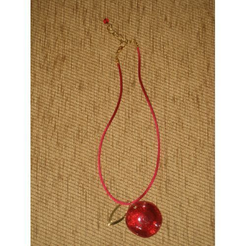 Lot Pendentif Rouge Et Pendentif  Gris Bleu Avec Paillettes D'or En Verre De Murano