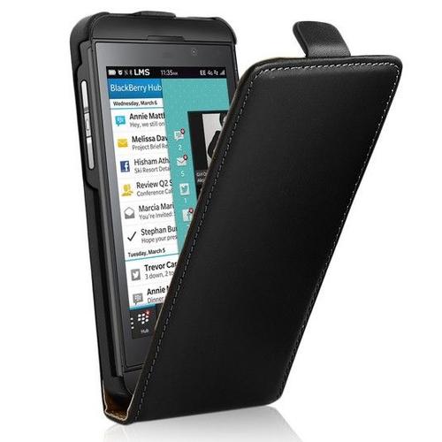 Etui A Clapet Simili Cuir (Pu) Blackberry Z10 Noir Black Leather Case Business