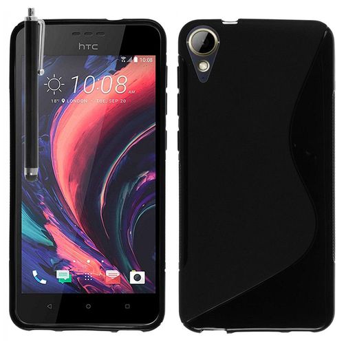 Coque Silicone Pour Htc Desire 10 Lifestyle 5.5" Gel Motif S Au Dos - Noir + Stylet