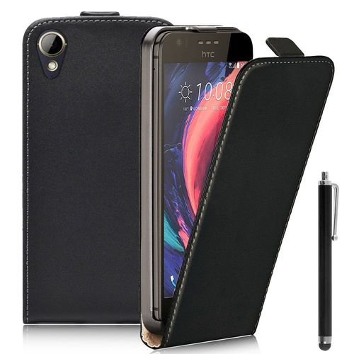 Etui Rabattable Verticale Pour Htc Desire 10 Lifestyle 5.5" En Cuir Pu - Noir + Stylet