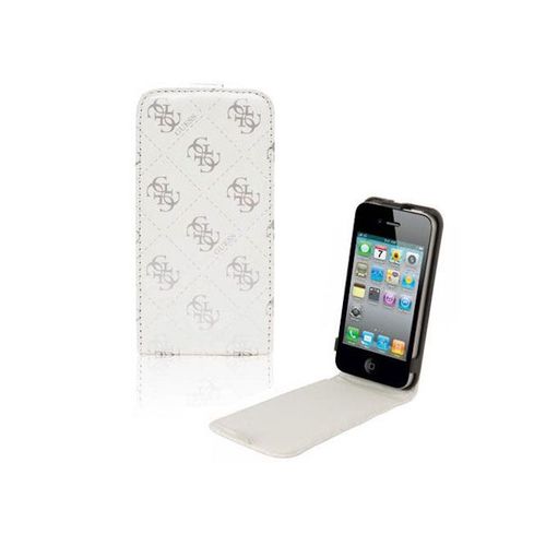 Etui A Rabat Flip Case Guess Iphone 4 4s Cuir Blanc White Housse Leather