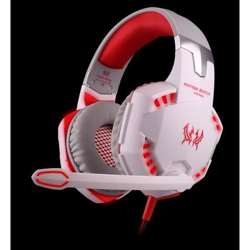 Gaming Headset Over-Ear White Kotion Each G2000 Dotopon - Fone De Ouvido Deep Bass Earphone Stereo Headphones Microphone Led Light For Pc Gamer