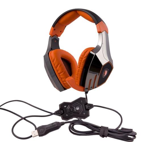 Gaming Headphones 7.1 Orange Sades A60 Dotopon Usb Stereo Surround Sound Fone De Ouvido Game Headset Led Earphones With Mic For Pc Casque Gamer