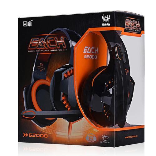 Gaming Headset Over-Ear Orange Kotion Each G2000 Dotopon - Fone De Ouvido Deep Bass Earphone Stereo Headphones Microphone Led Light For Pc Gamer