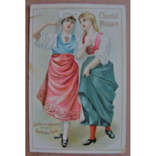 Chromo Ancien Publicitaire  Chocolat Poulain Deux Paysannes