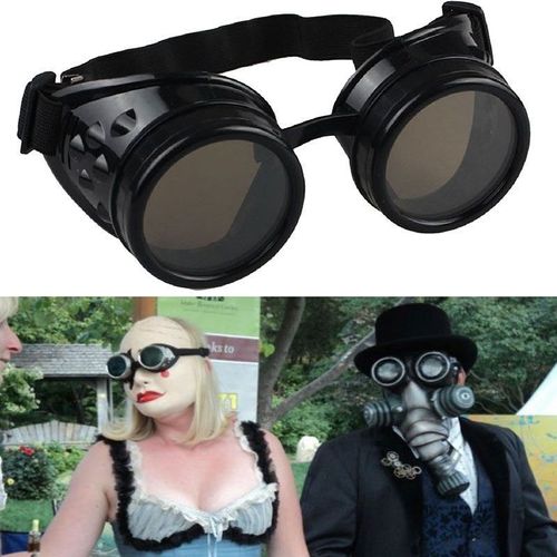Yarui-World® Vintage Style Rétro Noir Lunettes Steampunk Goggles Soudeur Rustique Gothique Cosplay Punk Cadeau Nf