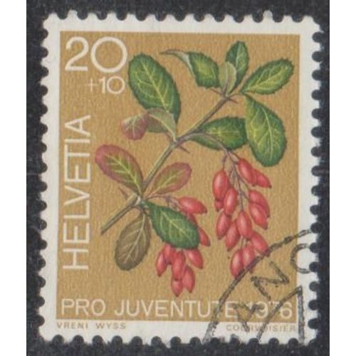 Timbre De Suisse N°1013 Y&t 20 C. + 10 C. Polychrome Pour La Jeunesse Plantes Médicinales De La Forêt Epine-Vinette
