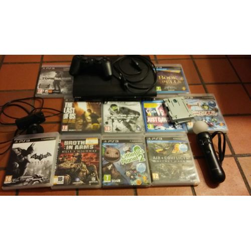 Kit Ps3 Slim 12 Go Disque Dure 500 Go 1 Manette Play Move Camera 10 Jeux