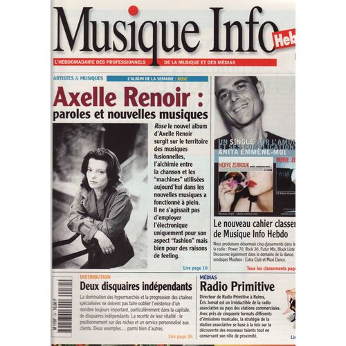Musique Info Hebdo / 22-05-1998 N°34 : Axelle Renoir (2p) - Garbage (1p Pub) - Dominique Dalcan (1p)