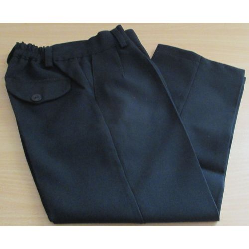 Pantalon De Ville Pour Garçon-Tissu Léger Noir 100%Polyester-Plis Marqués-2 Poches-Ceinture À Passants,Pt Élastique Au Dos,Fermeture Éclair Et Bouton-Olivier Taille 5ans (108cm)-Ancien Mais Peu Porté