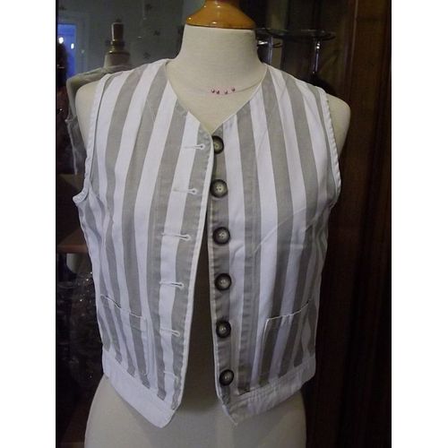 Gilet Blanc Bleu Coton 38 Blanc Cassé
