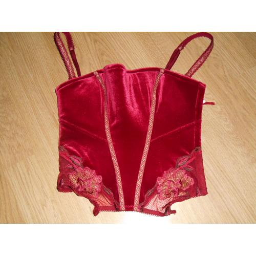 Bustier Corset Guépière Sexy En Velours Rouge - Etam -Taille 38 