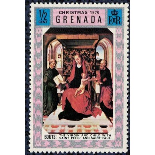 Grenade 1970 Neuf Avec Gomme Christmas Noël La Vierge Et L'enfant Avec Saint Pierre Et Saint Paul Su