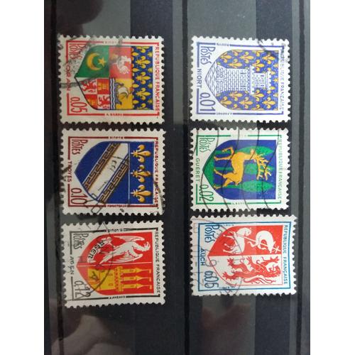 Lot De 6 Timbres Blasons Et Armoiries (Niort, Guéret, Auch, Oran, Troyes, Agen) Oblitérés