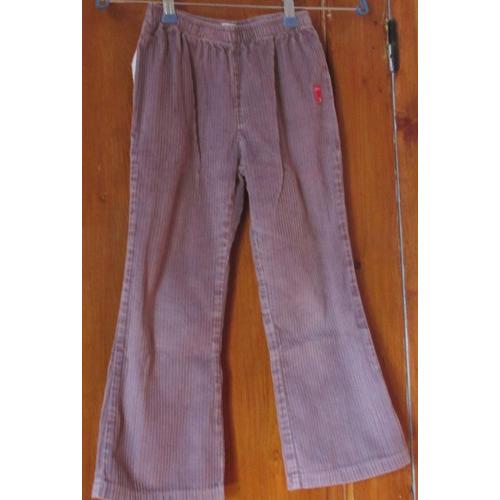 Pantalon Fille Aspect Velours  Côtelé - Mauve - Taille Élastiquée - 2 Poches Latérales - Alphabet Taille 6ans - Hauteur 68cm (Entrejambe 47cm) - 85%Coton/15%Polyester-Ancien Et Déjà Porté