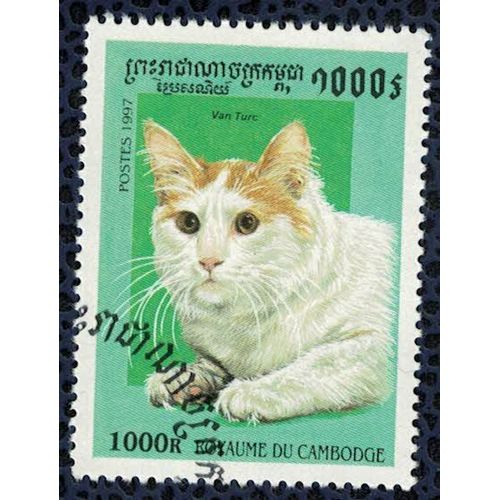 Cambodge 1997 Oblitéré Used Cat Chat Domestique Turc De Van Su