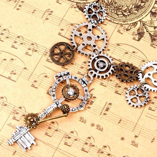 Collier Clé Pièces De Montres Roues Dentées Rouages Engrenages Style Steampunk Victorien Cyberpunk Western Cosplay Retro Vintage