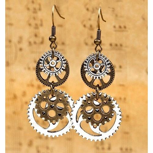 Boucles D'oreilles Pendantes Faites De Pièces De Montres Roues Dentées Rouages Engrenages Style Steampunk Victorien Cyberpunk Western Cosplay Retro Vintage