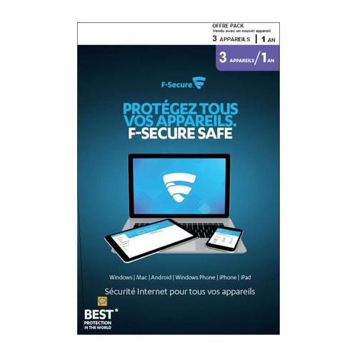 F-Secure Safe - Licence D'abonnement (1 An) - 3 Périphériques - Oem, Attach - Win, Mac, Android, Ios - Français)