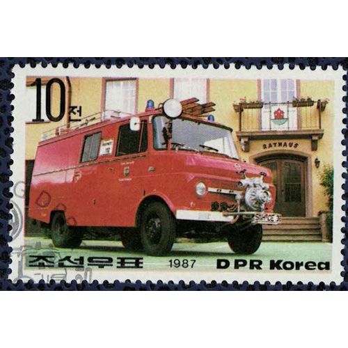 Corée Du Nord 1987 Oblitéré Used Voiture Des Pompiers Allemands Su
