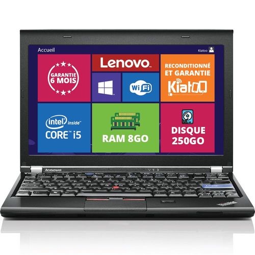 Lenovo Thinkpad X220 Ultrabook - 12,5" Core i5 - 2,5 Ghz - Ram 8 Go - DD 250 Go - PC Portable reconditionné