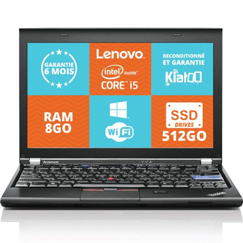 Lenovo Thinkpad X220 Ultrabook - 12,5" Core i5 - 2,5 Ghz - Ram 8 Go - DD 512 Go - PC portable reconditionné