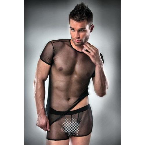 Boxer Sexy + Débardeur Noir Transparent Pour Homme Taille S/M L/Xl 2xl/3xl 705117