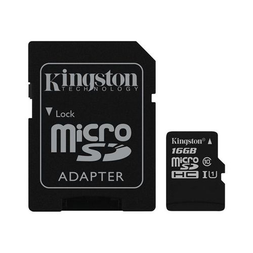 Kingston - Carte mémoire flash (adaptateur microSDHC - SD inclus(e)) - 16 Go - UHS Class 1 / Class10 - microSDHC UHS-I