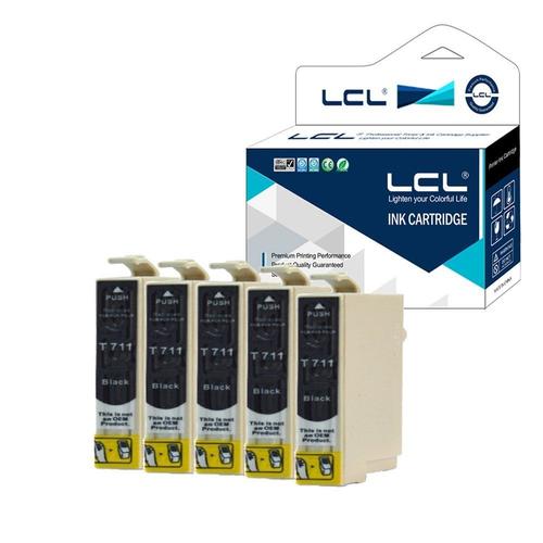LCL T0711 (5-Pack,Noir) Cartouches d'encre Compatible Pour Espon Stylus D78/D92/D120/DX4000/DX4050/DX4400/DX4450/DX5000/DX5050 DX6000/DX6050/DX7000F/DX7400/DX7450/DX8400/DX8450/DX9400F S20/S21/SX100/