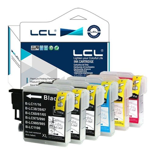 LCL LC980 LC1100 LC1100BK LC1100C LC1100M LC1100Y Lot de 6 (3 Noir/Cyan/Magenta/Jaune) Cartouches d'encre Compatible  pour les séries Brother DCP MFC