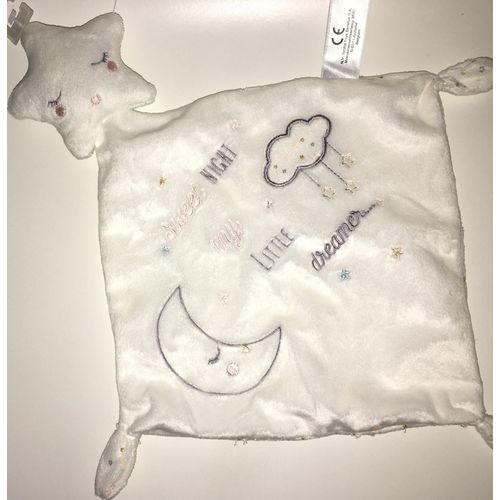 Doudou Blanc Gris Rose Etoile  Nuage Lune Sweet Night My Little Dreamer Peluche Bebe Comforter White Star Moon Cloud Blanket Security