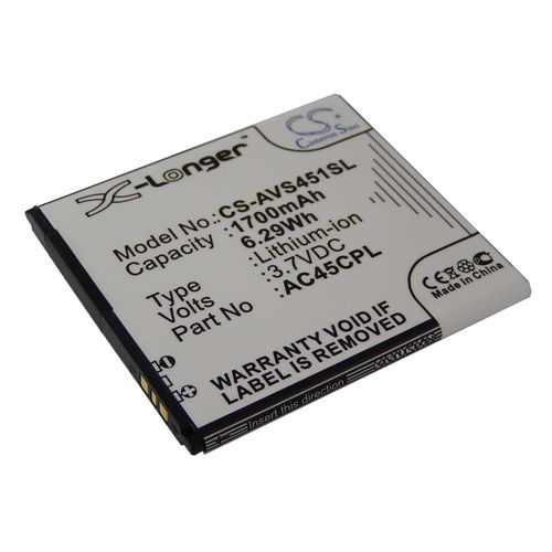 Vhbw Batterie Compatible Avec Archos 45c Platinum, 45c Platinum 6 Smartphone (1700mah, 3,7v, Li-Ion)