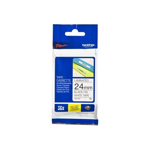Brother TZ251 - Ruban laminé - noir sur blanc - Rouleau (2,4 cm x 8 m) 1 unités - pour P-Touch PT-1400, 1600, 1650, 1800, 2300, 2350, 2420, 2430, 2700, 3600, 380, 9200, 9600