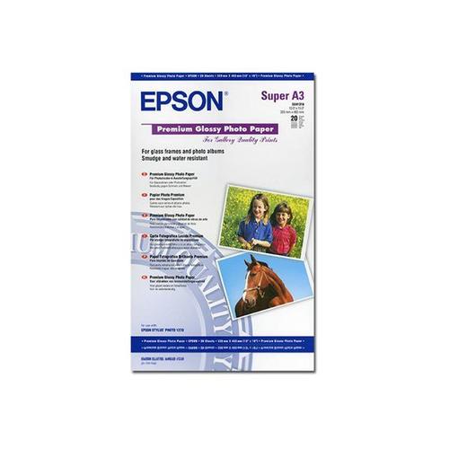 Epson Premium - Papier photo brillant - Super A3/B (330 x 483 mm) - 255 g/m² - 20 feuille(s) - pour SureColor P800, SC-P10000, P20000; WorkForce Pro WF-R8590, R8590 D3TWFC