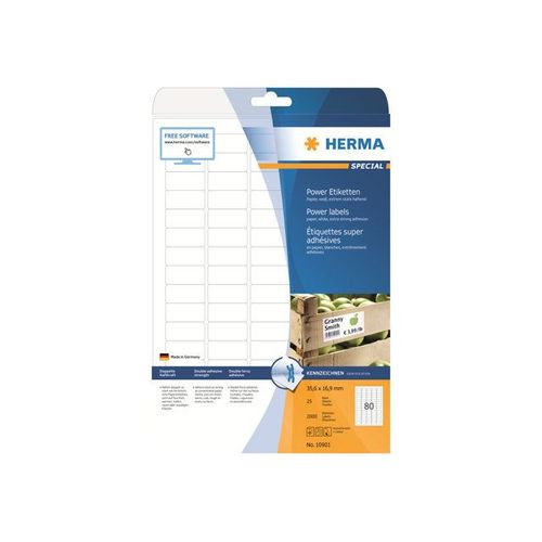 HERMA Special - Étiquettes pour papier d'expédition mat autocollant ultra résistant - blanc - 35.6 x 16.9 mm 2000 étiquette(s) ( 25 feuille(s) x 80 )