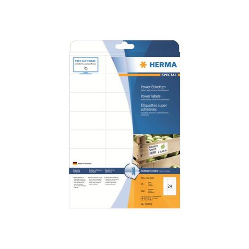 HERMA Special - Étiquettes pour papier d'expédition mat autocollant ultra résistant - blanc - 70 x 36 mm 600 étiquette(s) ( 25 feuille(s) x 24 )
