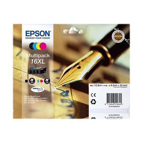 Epson 16XL Multipack - Pack de 4 - taille XL - noir, jaune, cyan, magenta - originale - Emballage coque avec alarme sonore / électromagnétique - cartouche d'encre - pour WorkForce WF-2010, 2510...