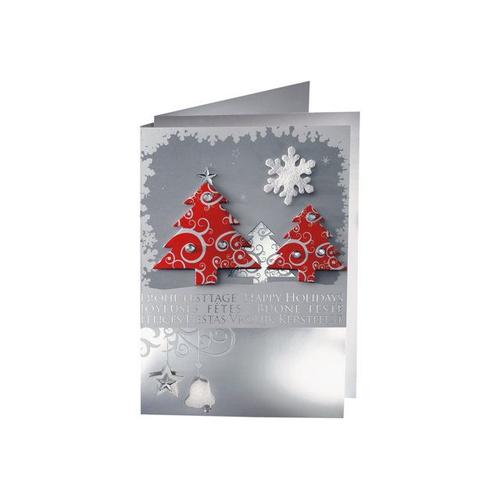 Sigel Christmas Card Three Trees - Cartes de voeux glacées + enveloppes - A6 (105 x 148 mm) - 250 g/m² - 10 carte(s)